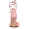 imageAllegra K Womens Faux Fur Stiletto Heel Lace Up Heels SandalsPink