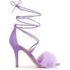 imageAllegra K Womens Faux Fur Stiletto Heel Lace Up Heels SandalsPurple