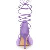 imageAllegra K Womens Faux Fur Stiletto Heel Lace Up Heels SandalsPurple