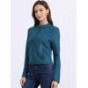 imageAllegra K Womens Faux Suede Jacket Stand Collar Zip Up Long Sleeve Motorcycle Biker CoatPeacock Blue