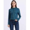 imageAllegra K Womens Faux Suede Jacket Stand Collar Zip Up Long Sleeve Motorcycle Biker CoatPeacock Blue