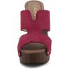 imageAllegra K Womens Faux Suede Platform High Block Heel Slides SandalsBurgundy