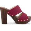 imageAllegra K Womens Faux Suede Platform High Block Heel Slides SandalsBurgundy
