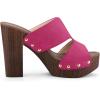 imageAllegra K Womens Faux Suede Platform High Block Heel Slides SandalsHot Pink