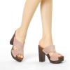 imageAllegra K Womens Faux Suede Platform High Block Heel Slides SandalsPink