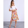 imageAllegra K Womens Floral Midi Skirt Peasant Elastic Waist ALine Ditsy Leave Print SkirtsAbstract Floral