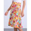 imageAllegra K Womens Floral Midi Skirt Peasant Elastic Waist ALine Ditsy Leave Print SkirtsAbstract Floral
