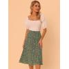 imageAllegra K Womens Floral Midi Skirt Peasant Elastic Waist ALine Ditsy Leave Print SkirtsArmy Green