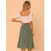 imageAllegra K Womens Floral Midi Skirt Peasant Elastic Waist ALine Ditsy Leave Print SkirtsArmy Green