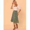 imageAllegra K Womens Floral Midi Skirt Peasant Elastic Waist ALine Ditsy Leave Print SkirtsArmy Green