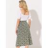 imageAllegra K Womens Floral Midi Skirt Peasant Elastic Waist ALine Ditsy Leave Print SkirtsBlack Blue