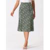 imageAllegra K Womens Floral Midi Skirt Peasant Elastic Waist ALine Ditsy Leave Print SkirtsBlack Green