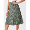 imageAllegra K Womens Floral Midi Skirt Peasant Elastic Waist ALine Ditsy Leave Print SkirtsBlack Green