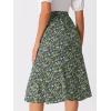 imageAllegra K Womens Floral Midi Skirt Peasant Elastic Waist ALine Ditsy Leave Print SkirtsBlack Green