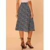 imageAllegra K Womens Floral Midi Skirt Peasant Elastic Waist ALine Ditsy Leave Print SkirtsBlack Purple