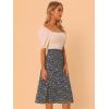 imageAllegra K Womens Floral Midi Skirt Peasant Elastic Waist ALine Ditsy Leave Print SkirtsBlack Purple