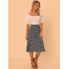 imageAllegra K Womens Floral Midi Skirt Peasant Elastic Waist ALine Ditsy Leave Print SkirtsBlack Purple
