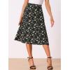 imageAllegra K Womens Floral Midi Skirt Peasant Elastic Waist ALine Ditsy Leave Print SkirtsBlack White