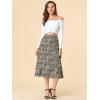 imageAllegra K Womens Floral Midi Skirt Peasant Elastic Waist ALine Ditsy Leave Print SkirtsBlue Brown