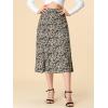 imageAllegra K Womens Floral Midi Skirt Peasant Elastic Waist ALine Ditsy Leave Print SkirtsBlue Brown