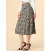 imageAllegra K Womens Floral Midi Skirt Peasant Elastic Waist ALine Ditsy Leave Print SkirtsBlue Brown