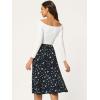 imageAllegra K Womens Floral Midi Skirt Peasant Elastic Waist ALine Ditsy Leave Print SkirtsBlue White