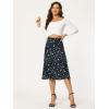 imageAllegra K Womens Floral Midi Skirt Peasant Elastic Waist ALine Ditsy Leave Print SkirtsBlue White