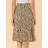 imageAllegra K Womens Floral Midi Skirt Peasant Elastic Waist ALine Ditsy Leave Print SkirtsBrown Orange