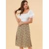 imageAllegra K Womens Floral Midi Skirt Peasant Elastic Waist ALine Ditsy Leave Print SkirtsBrown Orange