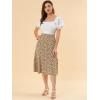 imageAllegra K Womens Floral Midi Skirt Peasant Elastic Waist ALine Ditsy Leave Print SkirtsBrown Orange