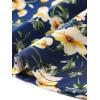 imageAllegra K Womens Floral Midi Skirt Peasant Elastic Waist ALine Ditsy Leave Print SkirtsDark Blue