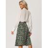 imageAllegra K Womens Floral Midi Skirt Peasant Elastic Waist ALine Ditsy Leave Print SkirtsDark Green