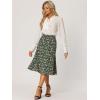 imageAllegra K Womens Floral Midi Skirt Peasant Elastic Waist ALine Ditsy Leave Print SkirtsDark Green