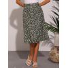 imageAllegra K Womens Floral Midi Skirt Peasant Elastic Waist ALine Ditsy Leave Print SkirtsFloral Black White