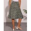 imageAllegra K Womens Floral Midi Skirt Peasant Elastic Waist ALine Ditsy Leave Print SkirtsFloral Black White