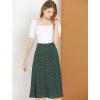 imageAllegra K Womens Floral Midi Skirt Peasant Elastic Waist ALine Ditsy Leave Print SkirtsGreen