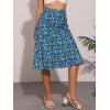 imageAllegra K Womens Floral Midi Skirt Peasant Elastic Waist ALine Ditsy Leave Print SkirtsLake Blue