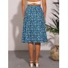 imageAllegra K Womens Floral Midi Skirt Peasant Elastic Waist ALine Ditsy Leave Print SkirtsLake Blue
