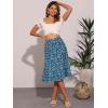imageAllegra K Womens Floral Midi Skirt Peasant Elastic Waist ALine Ditsy Leave Print SkirtsLake Blue