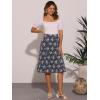 imageAllegra K Womens Floral Midi Skirt Peasant Elastic Waist ALine Ditsy Leave Print SkirtsNavy Blue