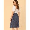 imageAllegra K Womens Floral Midi Skirt Peasant Elastic Waist ALine Ditsy Leave Print SkirtsNavy Pink