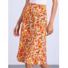 imageAllegra K Womens Floral Midi Skirt Peasant Elastic Waist ALine Ditsy Leave Print SkirtsOrange Green