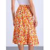 imageAllegra K Womens Floral Midi Skirt Peasant Elastic Waist ALine Ditsy Leave Print SkirtsOrange Green