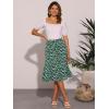 imageAllegra K Womens Floral Midi Skirt Peasant Elastic Waist ALine Ditsy Leave Print SkirtsPalm Green