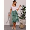 imageAllegra K Womens Floral Midi Skirt Peasant Elastic Waist ALine Ditsy Leave Print SkirtsPalm Green
