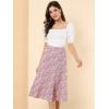 imageAllegra K Womens Floral Midi Skirt Peasant Elastic Waist ALine Ditsy Leave Print SkirtsPink