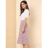 imageAllegra K Womens Floral Midi Skirt Peasant Elastic Waist ALine Ditsy Leave Print SkirtsPink