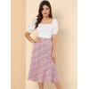 imageAllegra K Womens Floral Midi Skirt Peasant Elastic Waist ALine Ditsy Leave Print SkirtsPink