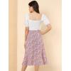 imageAllegra K Womens Floral Midi Skirt Peasant Elastic Waist ALine Ditsy Leave Print SkirtsPink