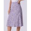 imageAllegra K Womens Floral Midi Skirt Peasant Elastic Waist ALine Ditsy Leave Print SkirtsPurple